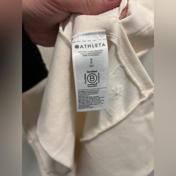 Athleta Retroterry V-Neck Sweatshirt Tee in cream, Size S - Picture 6 of 6